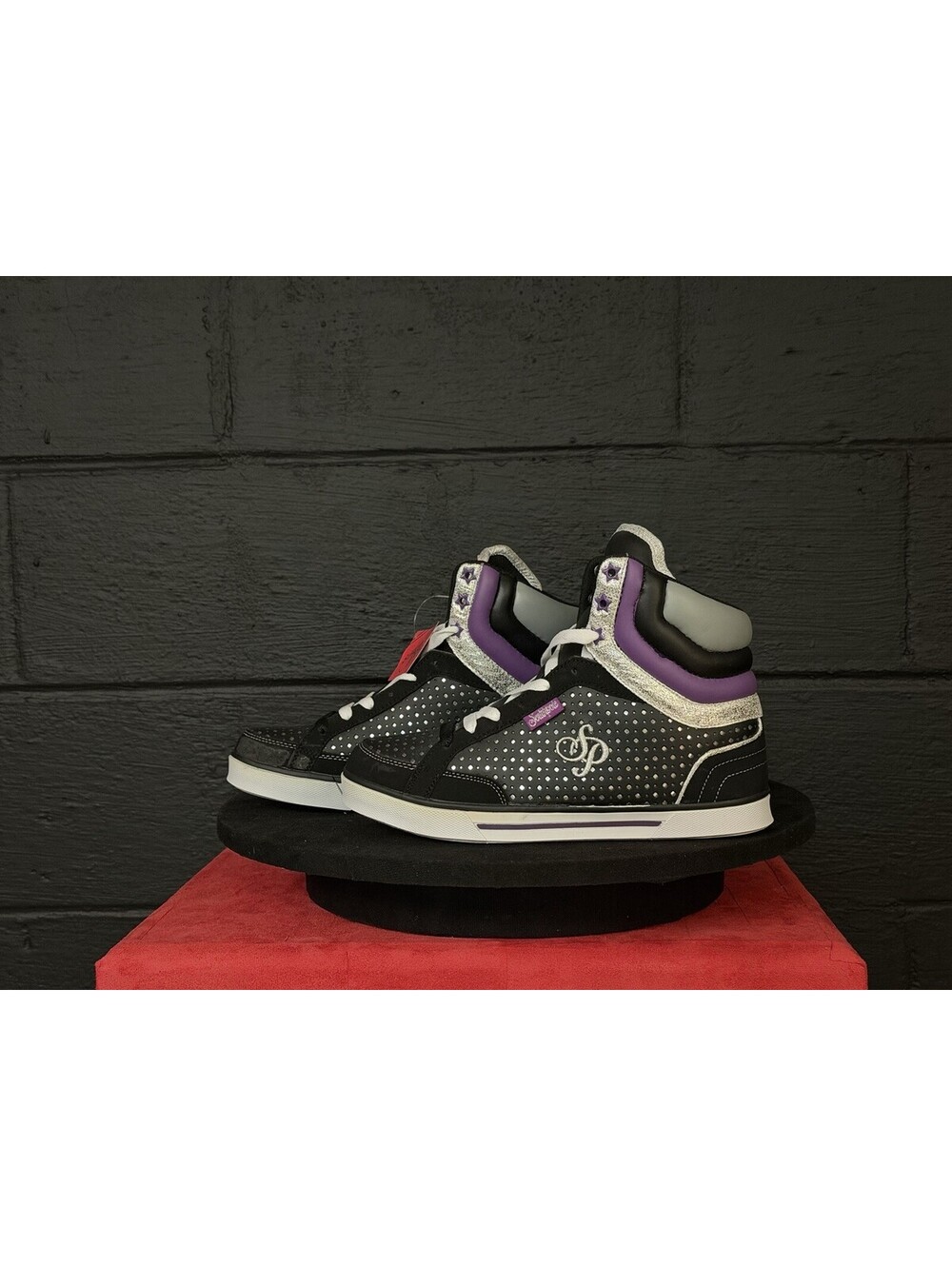 Southpole Women’s Mid Top Sneakers Black Purple Silver Y2K DS Size 8 NWOB